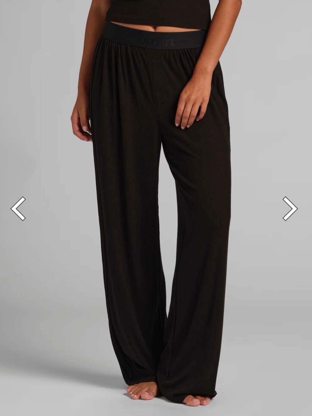 Black Wide-Leg Lounge Pants with Elastic Waist